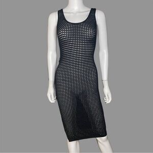 A’GACI Black Mesh Body Con Midi Cover Up‎ Dress